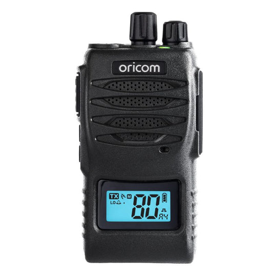 Oricom UHF5400BK-SPK 5 Watt Handheld UHF CB Radio with Speaker Microphone Close Up