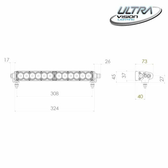 Ultra Vision Raptor 60 LED 14.5″ Light Bar Number Plate Kit