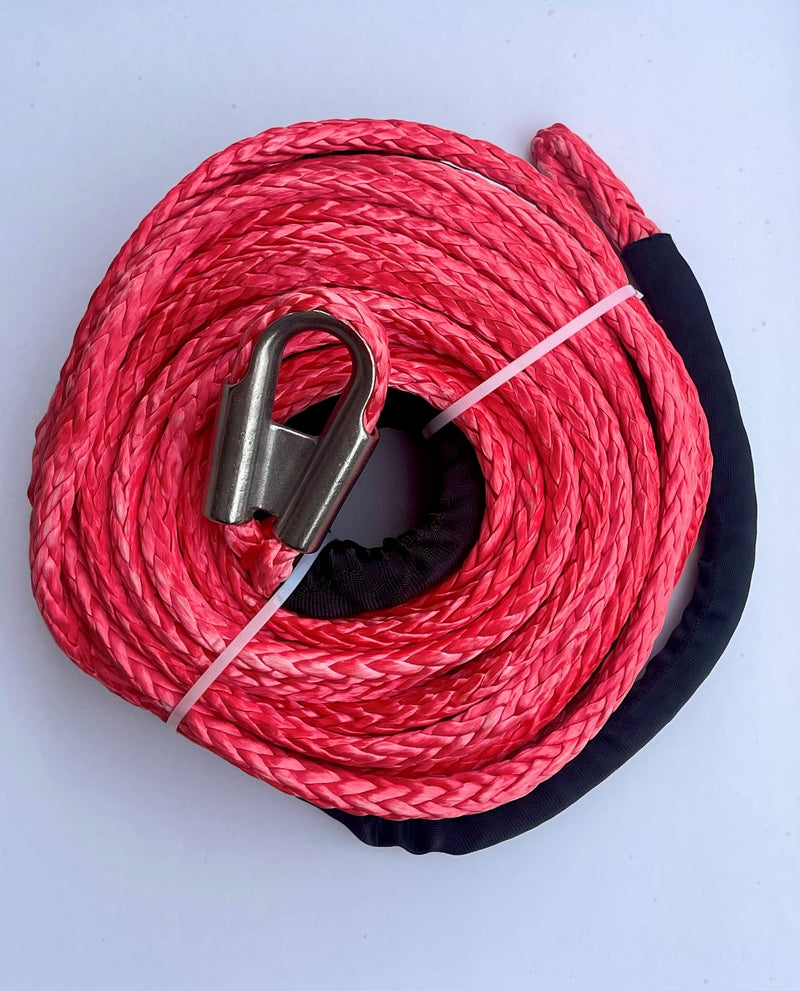 Load image into Gallery viewer, Carbon Winch 12000lb 24m x 10mm Synthetic Red Winch Rope Replacement
