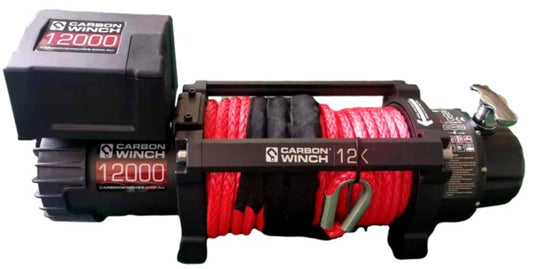 Carbon 12K 12000lb Electric Winch With Synthetic Rope and Hook VER.2