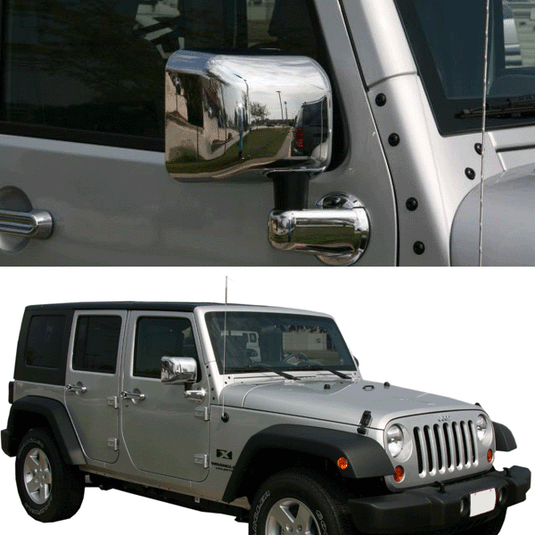Jeep Wrangler JK 2007-2018 Chrome Mirror Overlays 2007-2010 (Pair)