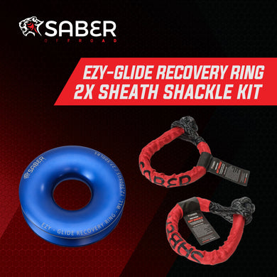 Saber Offroad Ezy-Glide Recovery Ring New + Twin 18K Sheath Soft Shackles Kit