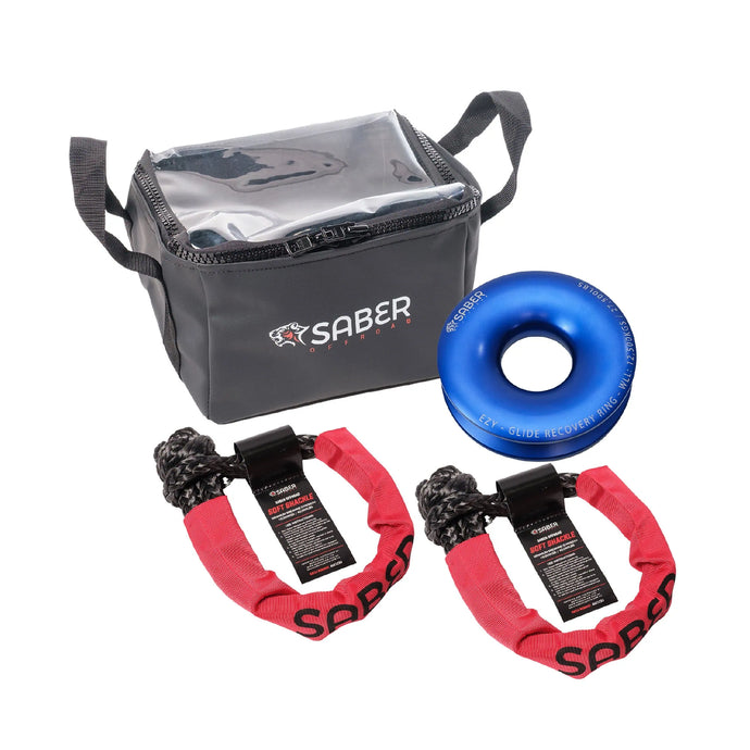 Saber Offroad Ezy-Glide Recovery Ring New + Twin 18K Sheath Soft Shackles Kit