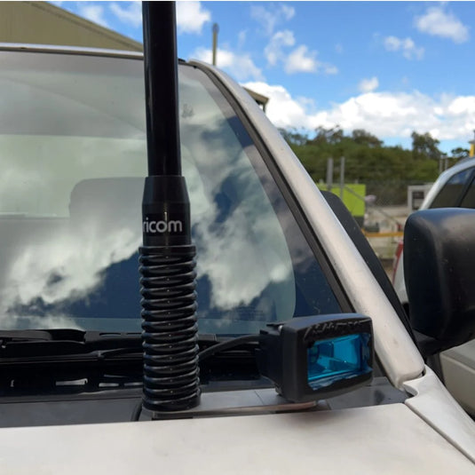 Scrub King bonnet hinge ditch light brackets fitted to 2005–2014 Toyota Hilux N70 – Australian-made stainless steel pair