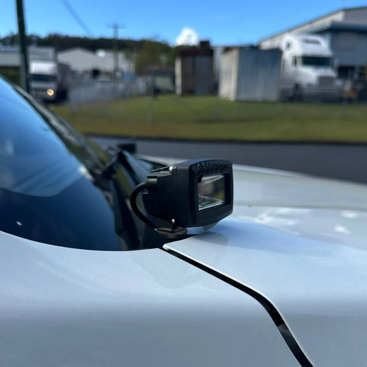 GWM Cannon with ditch lights mounted on Scrub King bonnet hinge brackets