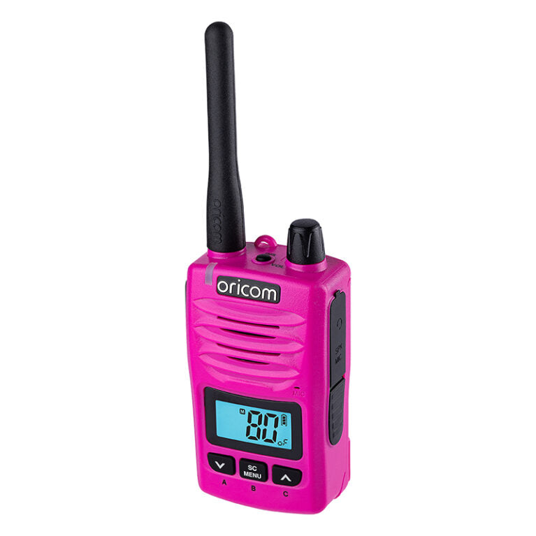 Load image into Gallery viewer, Oricom DTX600 Pink Waterproof 5-Watt Handheld UHF CB Radio
