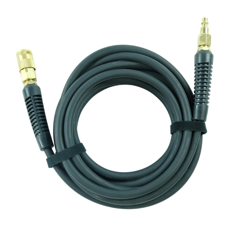 Load image into Gallery viewer, Coiled hose with gold connectors on a white background
