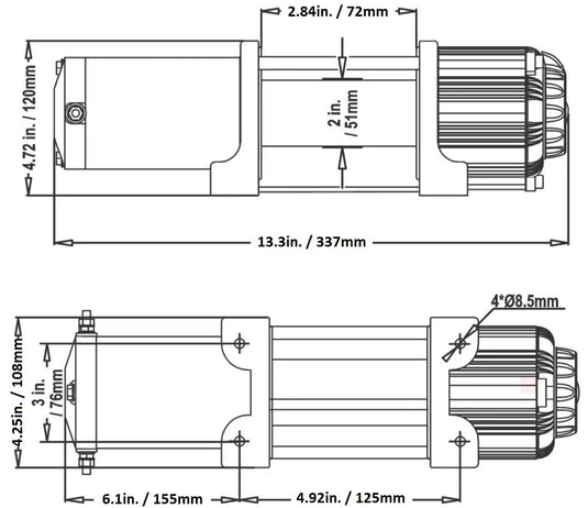 Carbon 3.0k 3000lb ATV/Trailer Winch V2