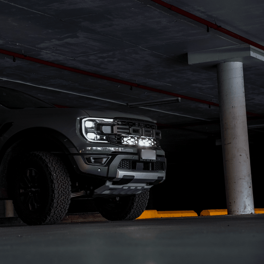 Ford Next-Gen Ranger Raptor 2022-On Light Bar Behind Grille Kit Close up