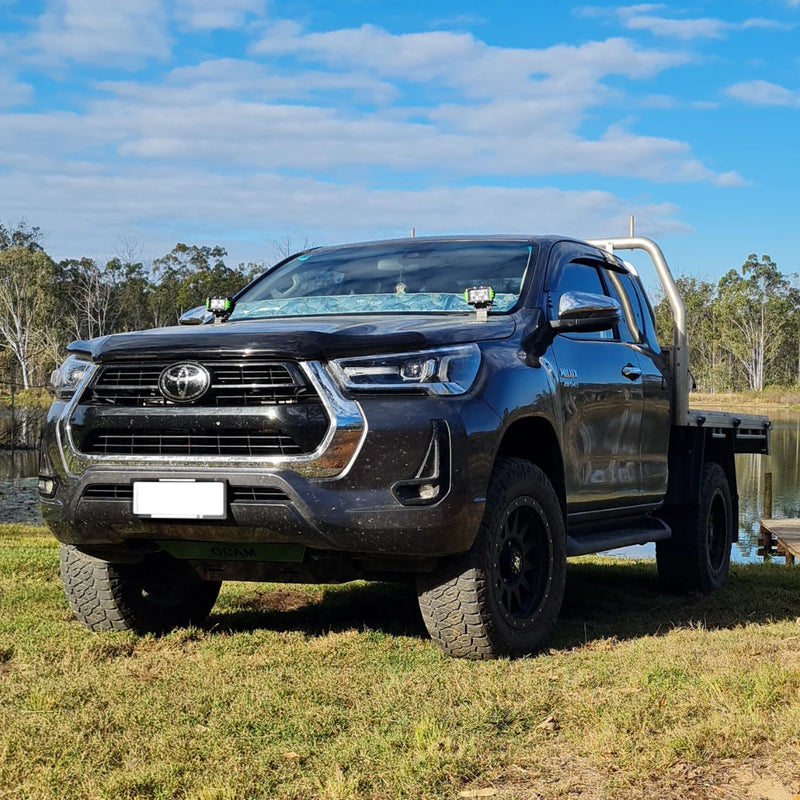 Load image into Gallery viewer, Scrub King ditch light bracket with LED light cube fitted — Toyota HiLux N80
