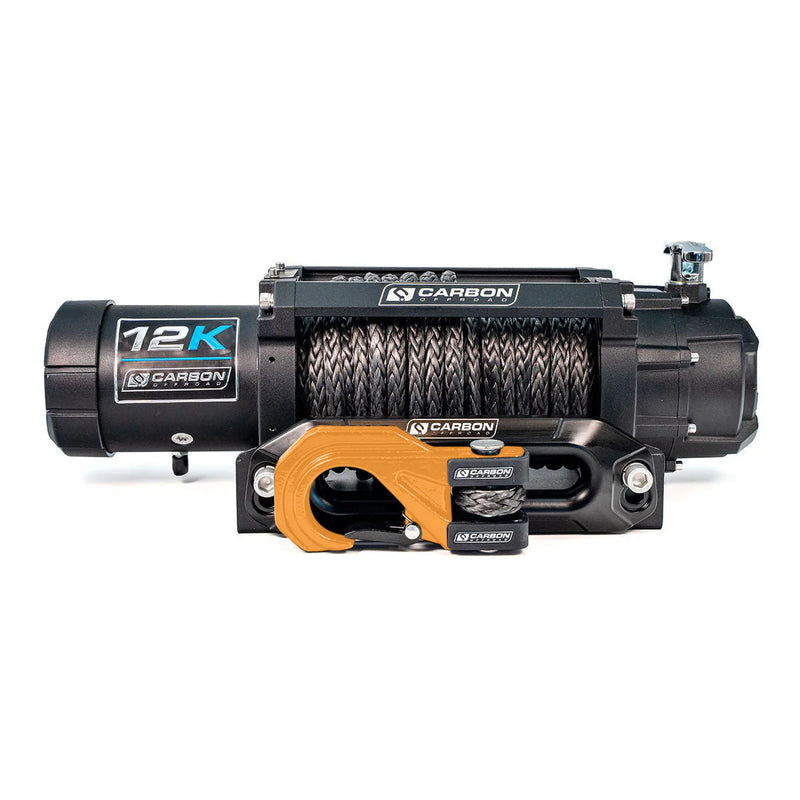 Load image into Gallery viewer, Carbon 12K V3X winch accessory kit — synthetic rope, CNC fairlead, MegaPro hook, wired remote, wireless remote and isolator switch
