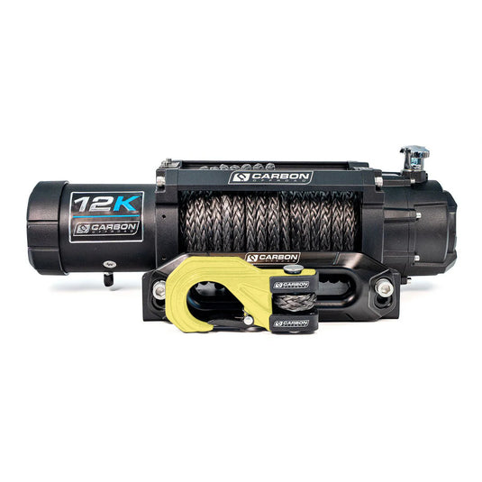 Carbon Offroad 12K V3X winch complete kit including CNC alloy fairlead, synthetic rope, wired and wireless remotes