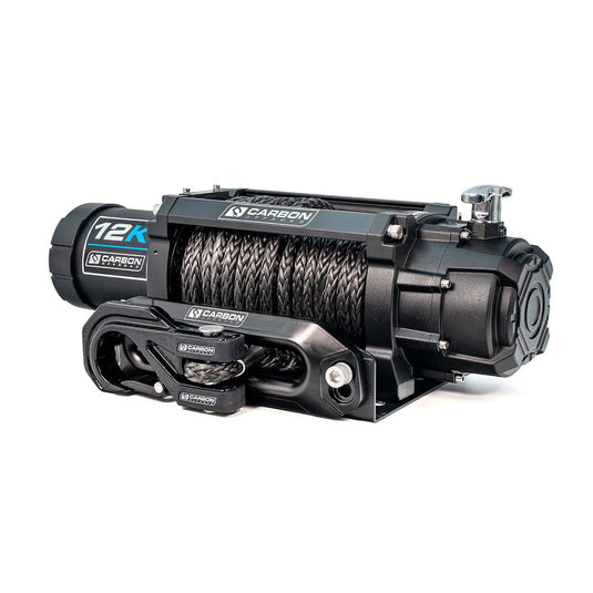Carbon Offroad 12K V3X winch complete kit including CNC alloy fairlead, synthetic rope, wired and wireless remotes