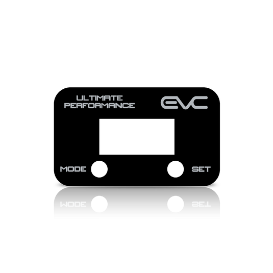 Black electronic panel with 'Ultimate Performance' and 'EVC' branding on a white background