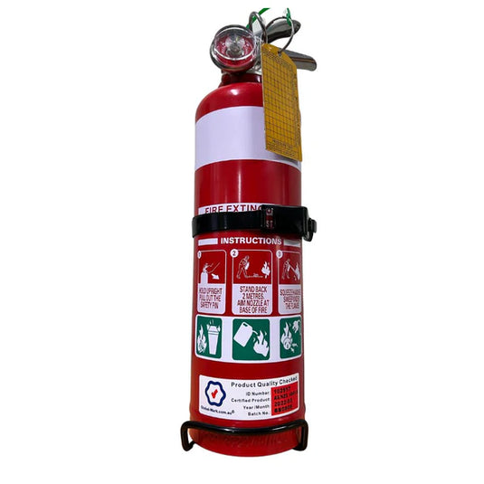 1KG ABE fire extinguisher mounted in Scrub King bracket on 4WD