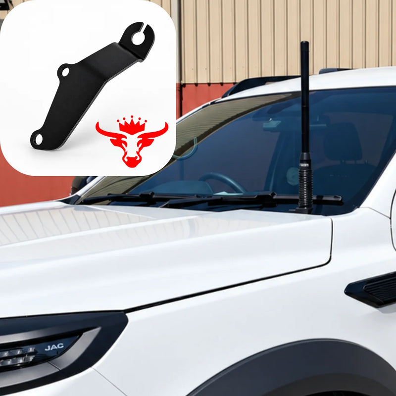 Load image into Gallery viewer, Scrub King JAC T9 UHF antenna mount fitted to bonnet hinge bolts – no drilling
