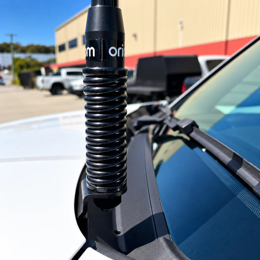Close-up of 4mm stainless steel JAC T9 UHF antenna bracket