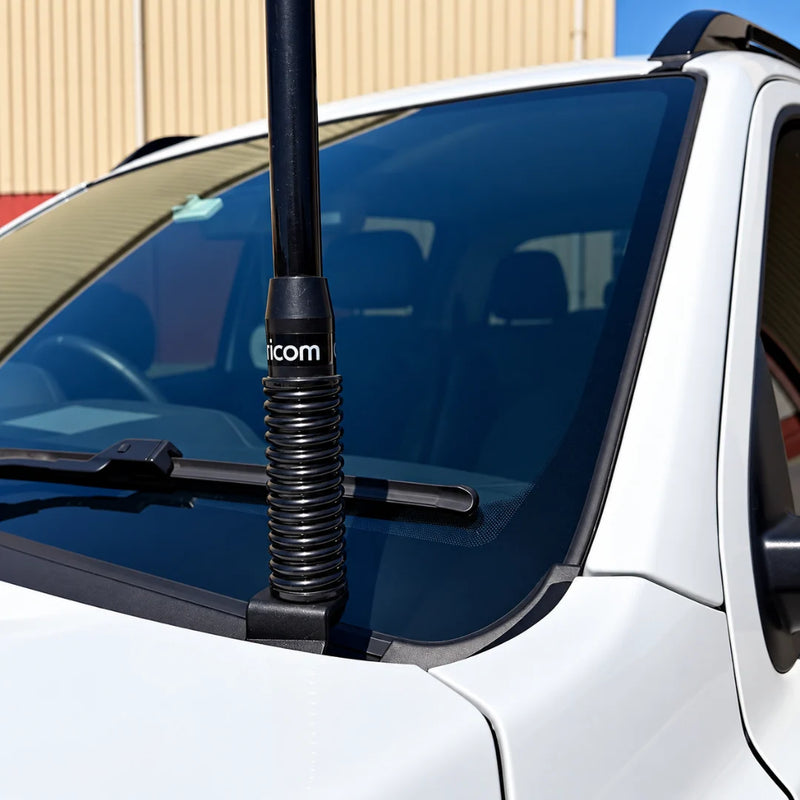 Load image into Gallery viewer, JAC T9 bonnet hinge UHF antenna bracket in matte black powder coated stainless steel
