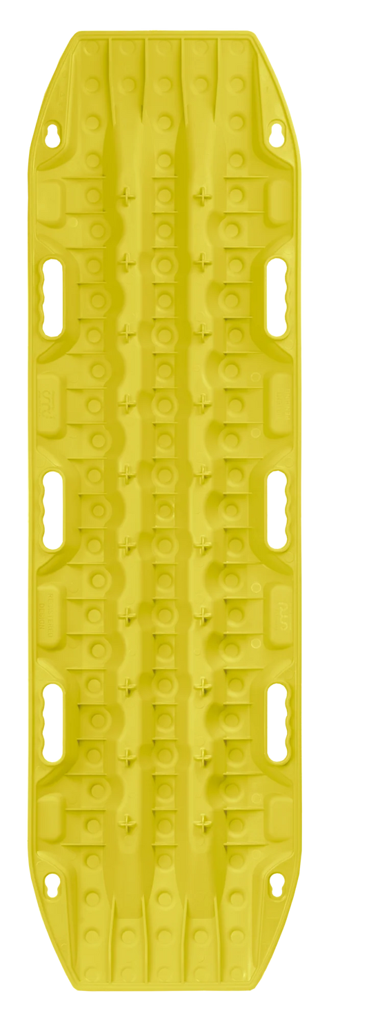 MAXTRAX MKII Blaze Yellow recovery board showing cleat pattern and handle