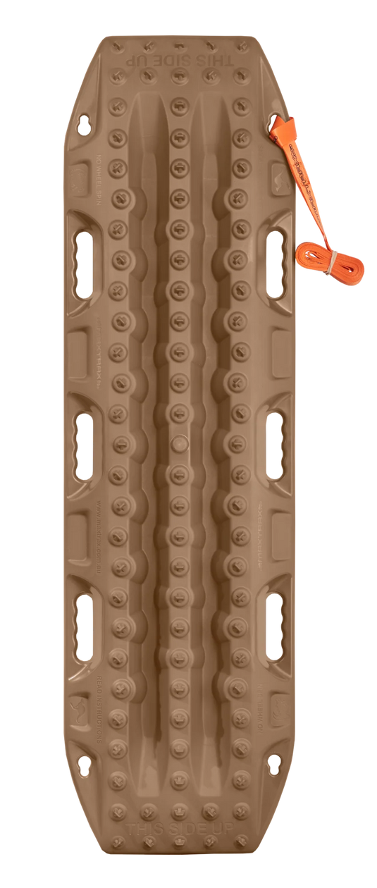 MAXTRAX MKII Desert Tan recovery board showing cleat pattern and handle