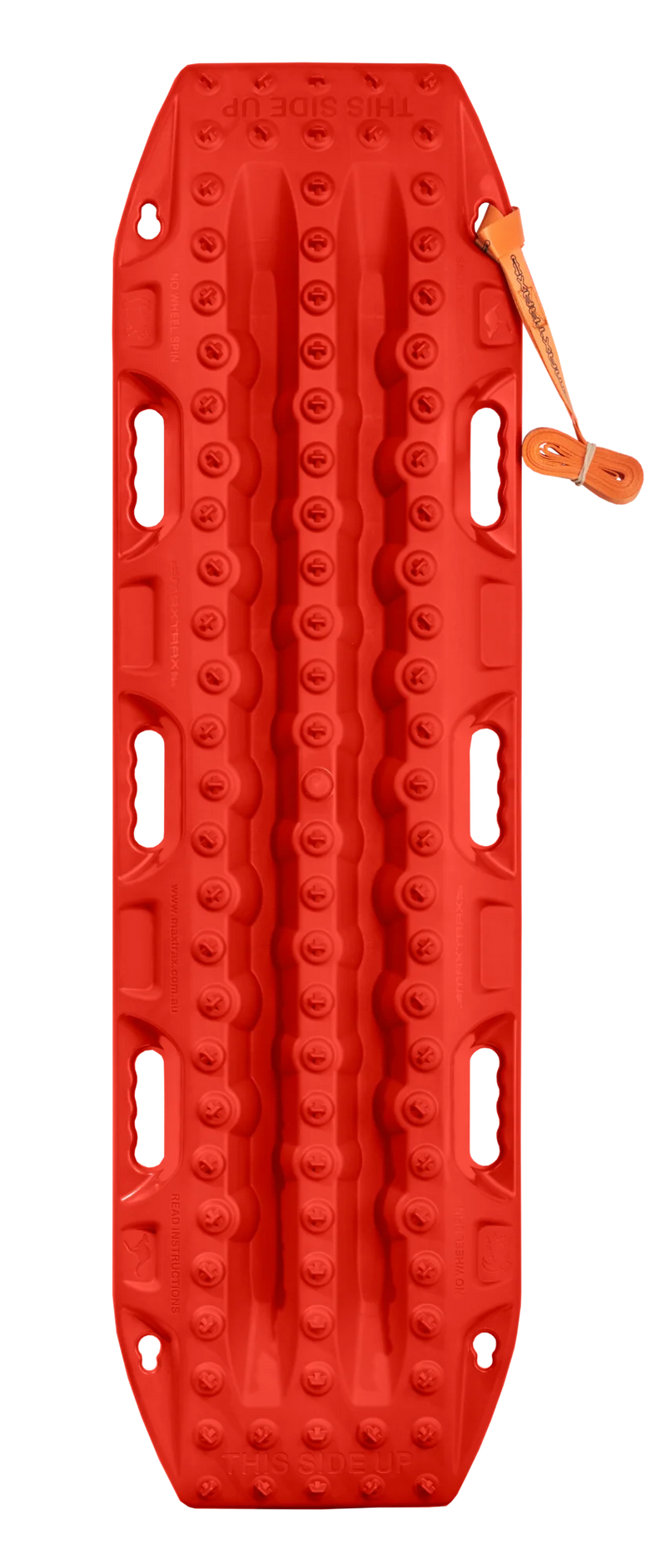 Load image into Gallery viewer, MAXTRAX MKII FJ Red recovery board showing cleat pattern and handle
