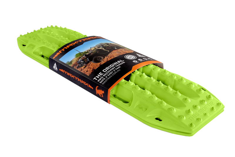 Load image into Gallery viewer, MAXTRAX MKII Lime Green recovery track keyhole mounting point close-up
