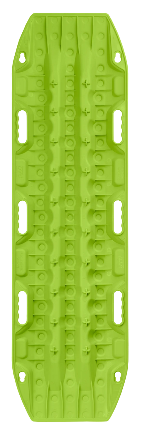 MAXTRAX MKII Lime Green boards stacked showing compact 85mm profile