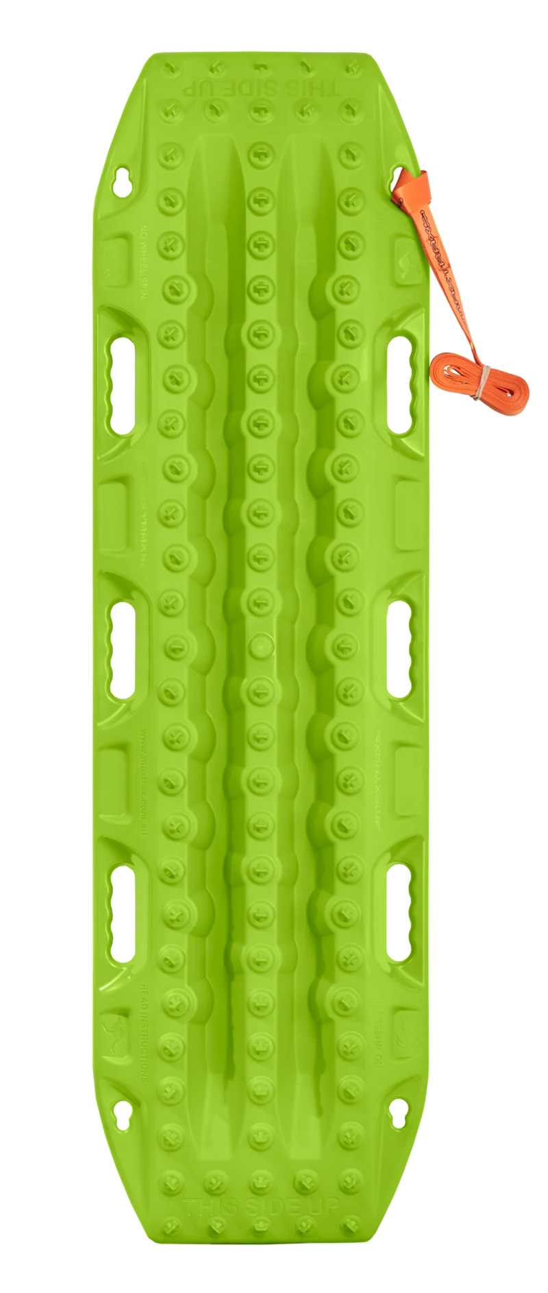 Load image into Gallery viewer, MAXTRAX MKII Lime Green recovery board showing cleat pattern and handle
