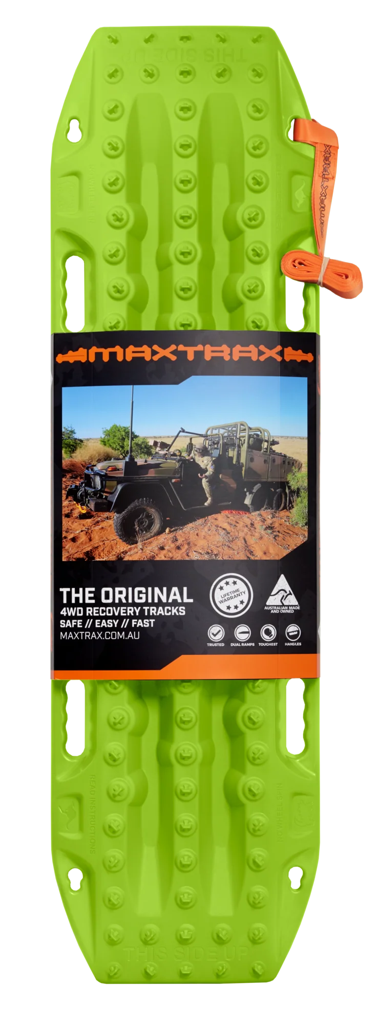 Load image into Gallery viewer, MAXTRAX MKII Lime Green recovery boards in use under 4WD tyre in mud
