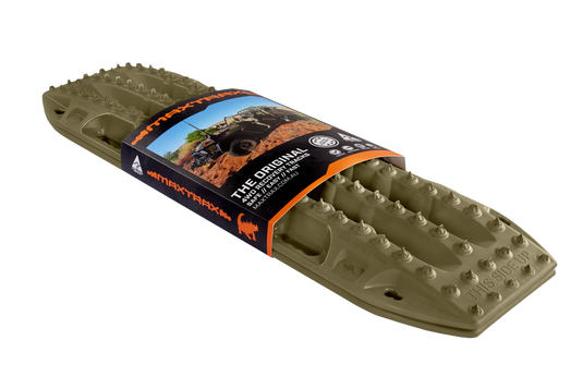MAXTRAX MKII Olive Drab boards stacked showing compact 85mm profile