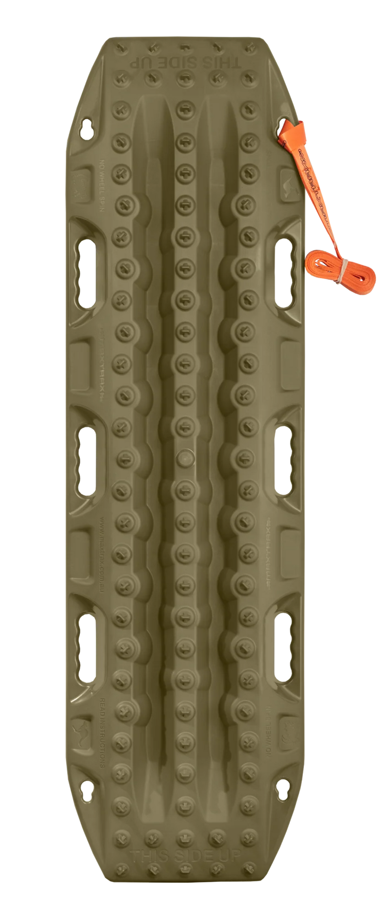Load image into Gallery viewer, MAXTRAX MKII Olive Drab recovery board showing cleat pattern and handle

