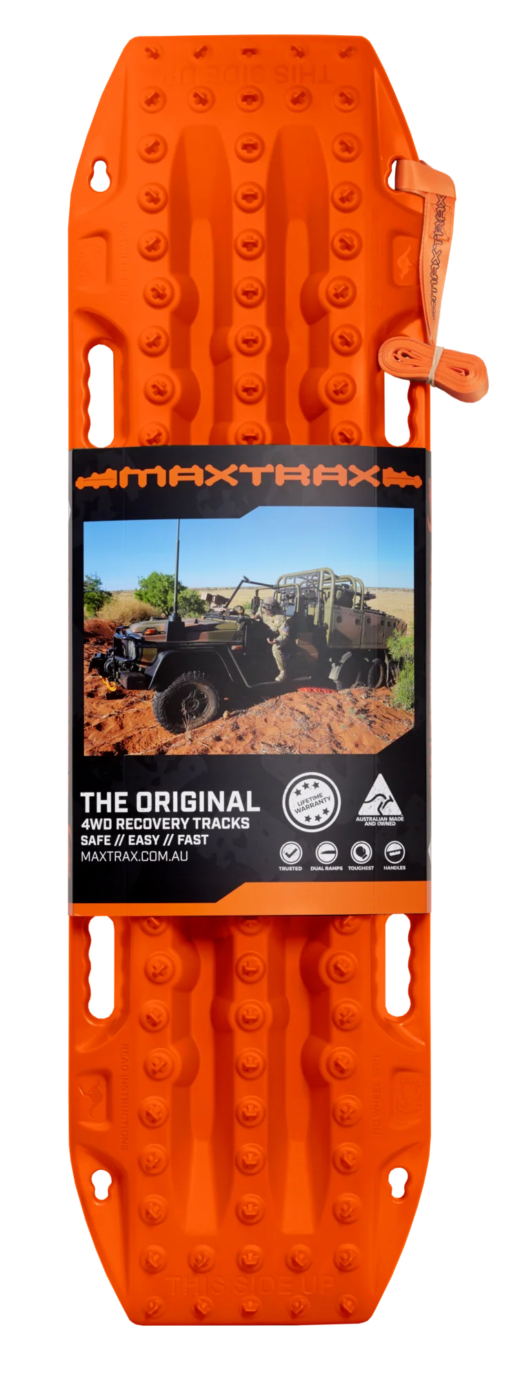 Load image into Gallery viewer, MAXTRAX MKII Signature Orange recovery boards in use under 4WD tyre in mud
