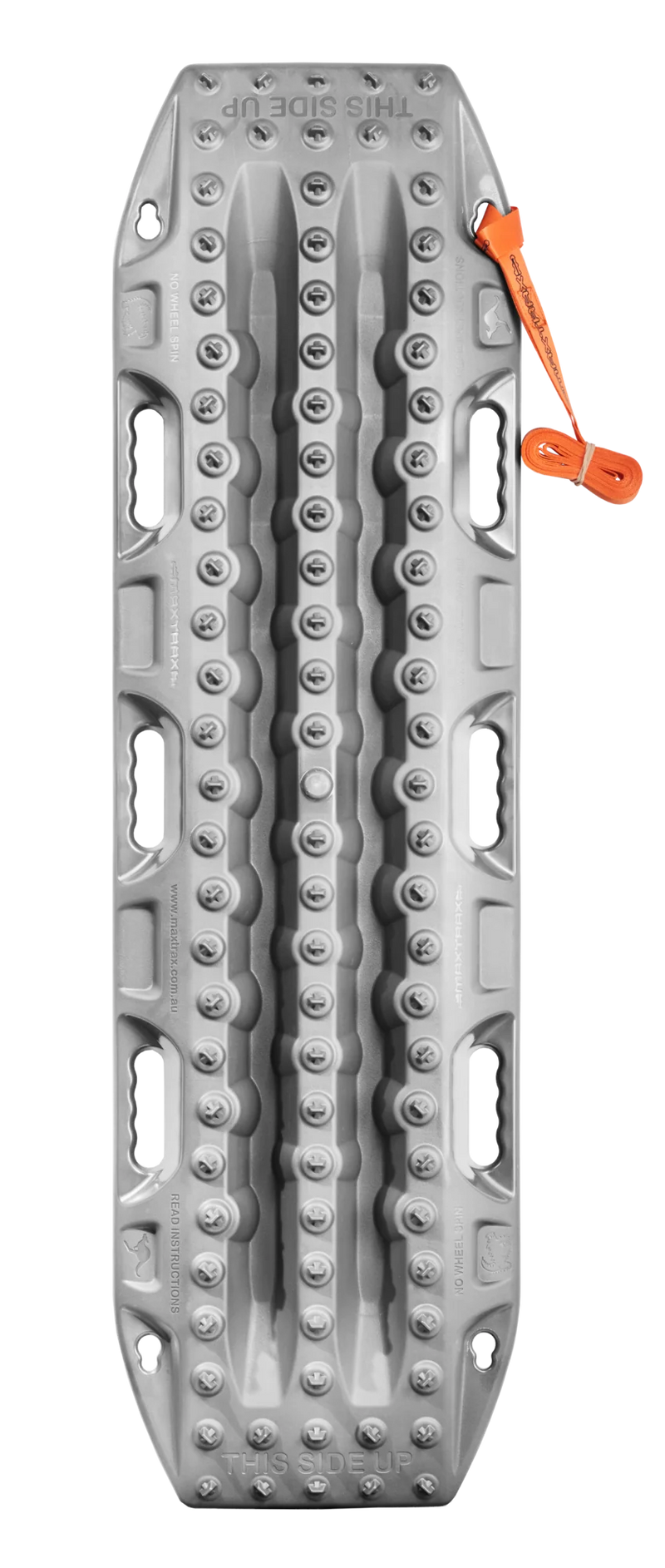 Load image into Gallery viewer, MAXTRAX MKII Titanium Grey recovery board showing cleat pattern and handle
