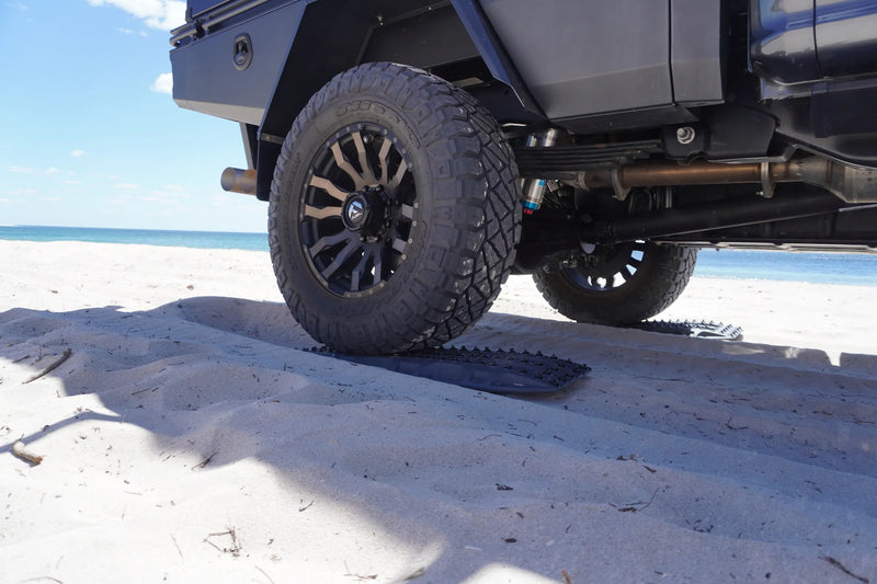 Load image into Gallery viewer, MAXTRAX XTREME Gunmetal Grey recovery boards in use under 4WD tyre off-road
