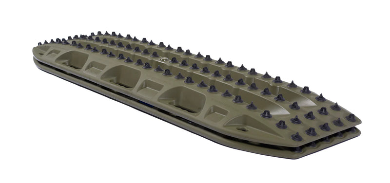 Load image into Gallery viewer, MAXTRAX XTREME Olive Drab board showing 88 hard-anodised alloy teeth
