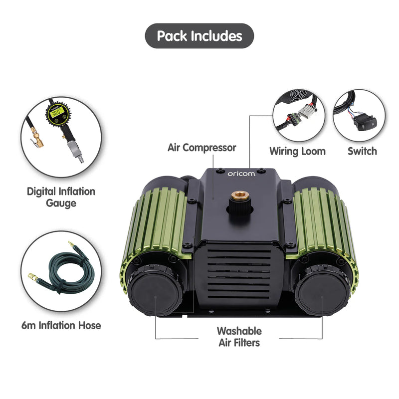 Load image into Gallery viewer, Oricom AIR40 Twin Cylinder Air Compressor + Inflation Kit
