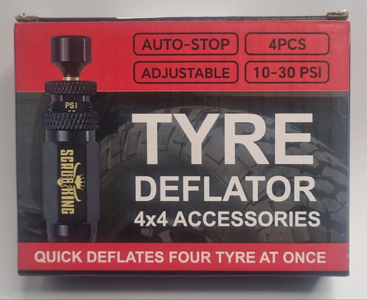 All four Scrub King tyre deflators deflating simultaneously on a 4WD