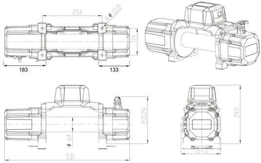 Carbon Offroad TANK 15000lb Winch 12V