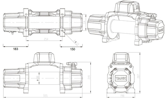 Carbon Offroad TANK 20000lb Winch 12V