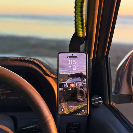 Scrub King phone mount for Toyota Prado 90 Series (1996–2002). No-drill A-pillar fit, Quad Lock ready. Built tough for Australian 4WD tracks. Shop now.