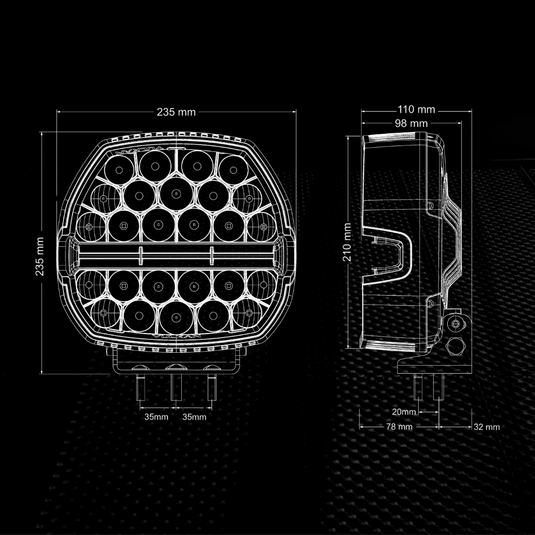 Ultravision Vulkan LED driving lights pair with adjustable beam, Australian made, IP68 waterproof