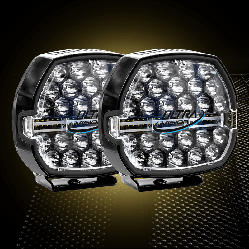Load image into Gallery viewer, Ultravision Vulkan LED driving lights pair with adjustable beam, Australian made, IP68 waterproof
