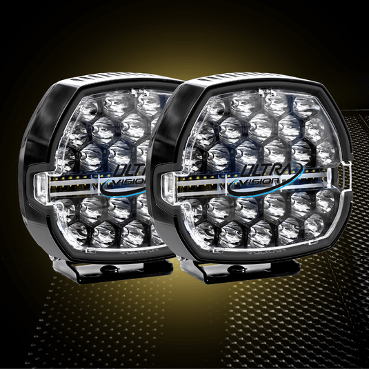 Ultravision Vulkan LED driving lights pair with adjustable beam, Australian made, IP68 waterproof