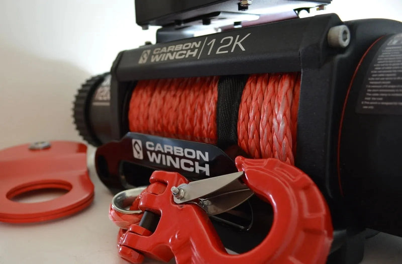 Load image into Gallery viewer, Carbon Winch 12000lb 24m x 10mm Synthetic Red Winch Rope Replacement
