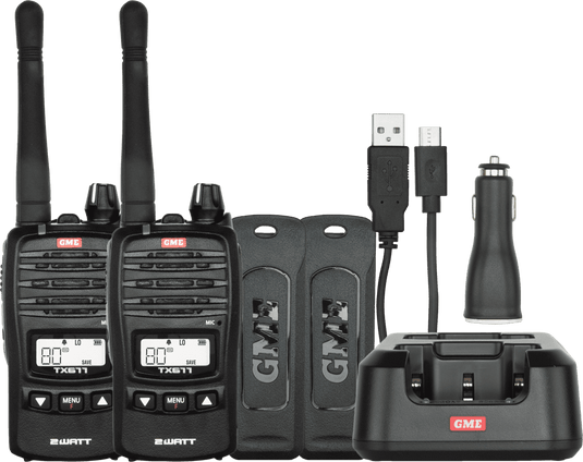 GME TX677TP 2 Watt UHF CB Handheld Radio Twin Pack