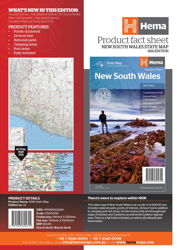 Load image into Gallery viewer, Hema New South Wales State Map Back
