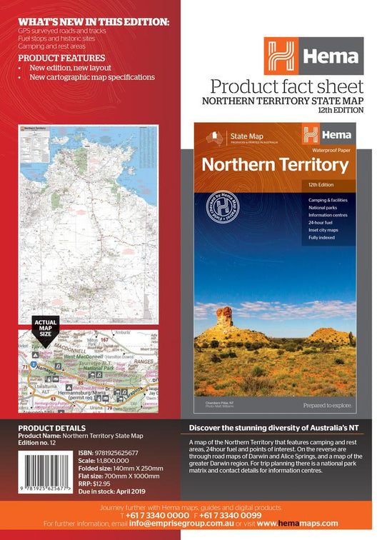 Hema Northern Territory State Map