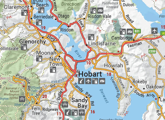 Hema Tasmania State Map close up