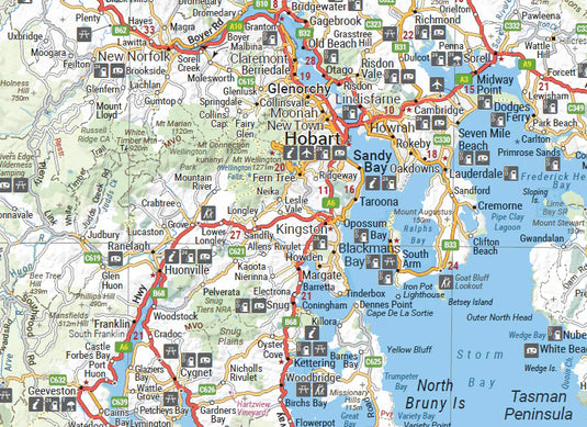 Hema Tasmania State Map Hobart