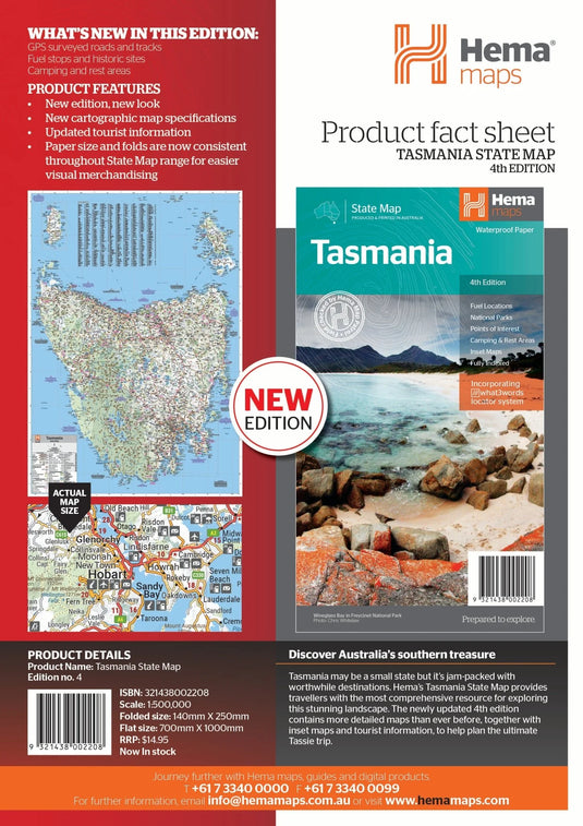 Hema Tasmania State Map Back